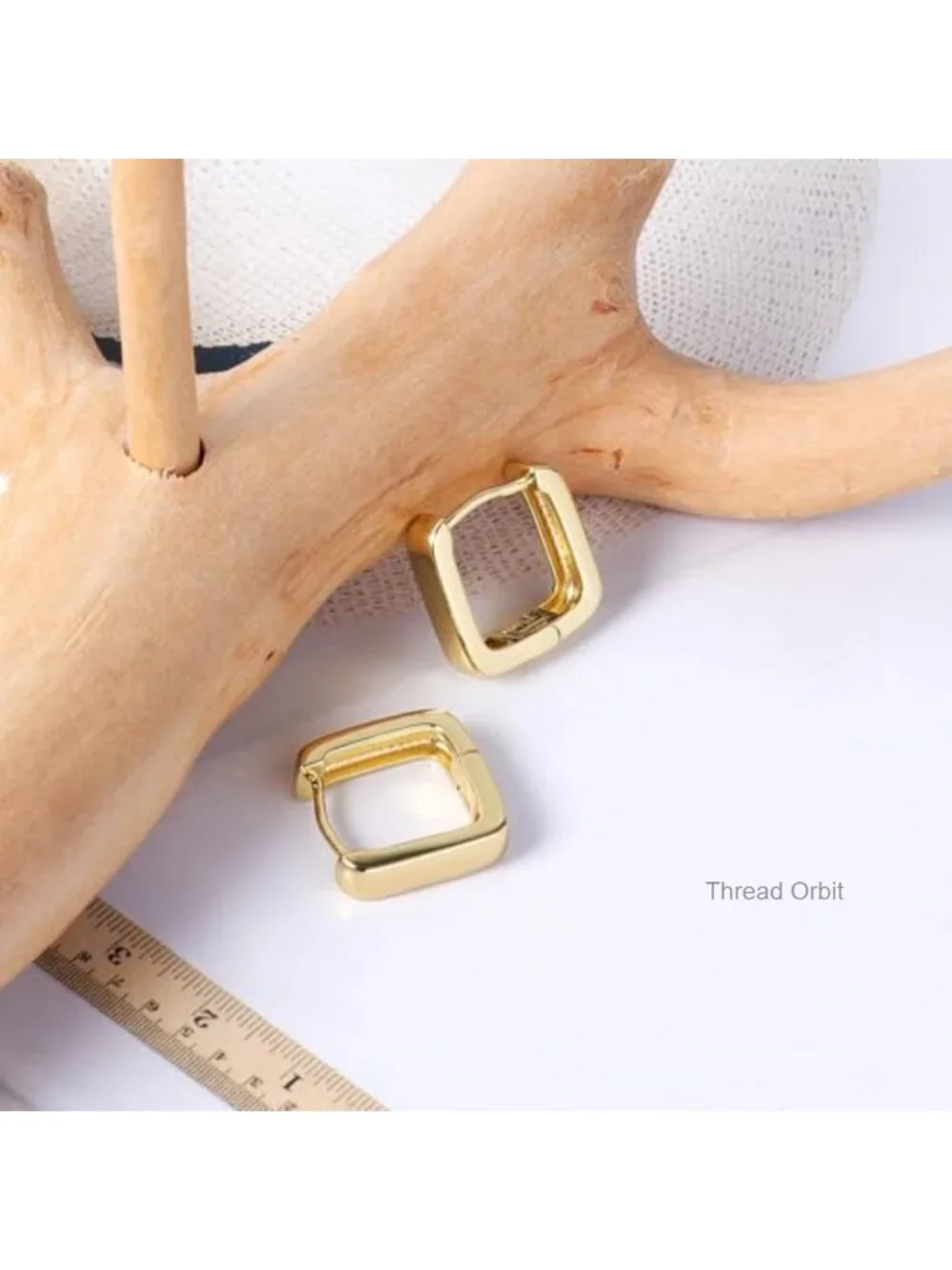 Small Square Huggie Hoop Earrings 14K Gold Plated Hypoallergenic Chunky Thick